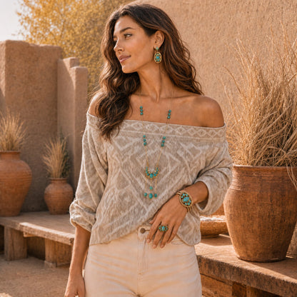 Desert Legacy Blue Turquoise Golden Statement Cuff Bracelet