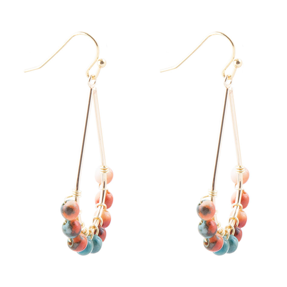 Ocean Jade Golden Dangle Earrings