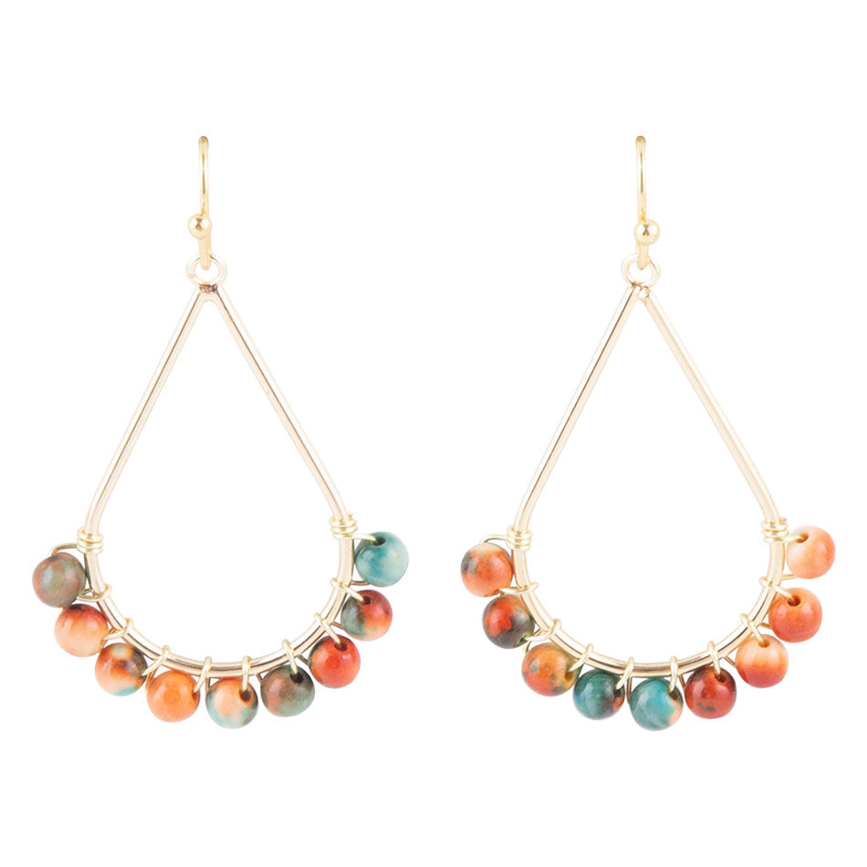 Ocean Jade Golden Dangle Earrings