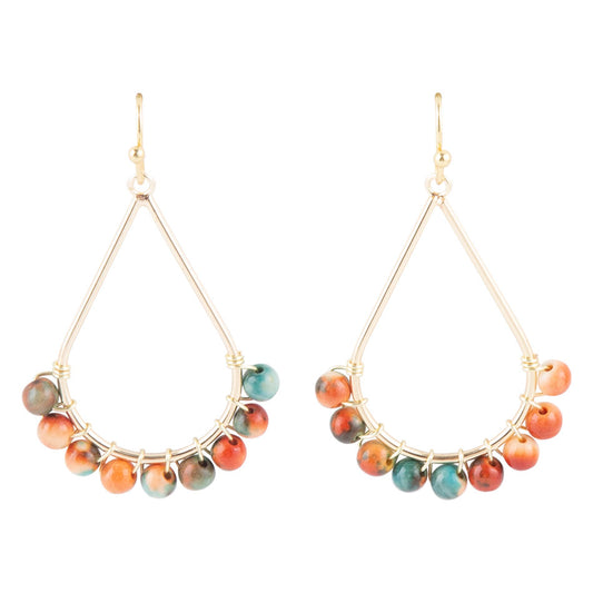 Ocean Jade Golden Dangle Earrings