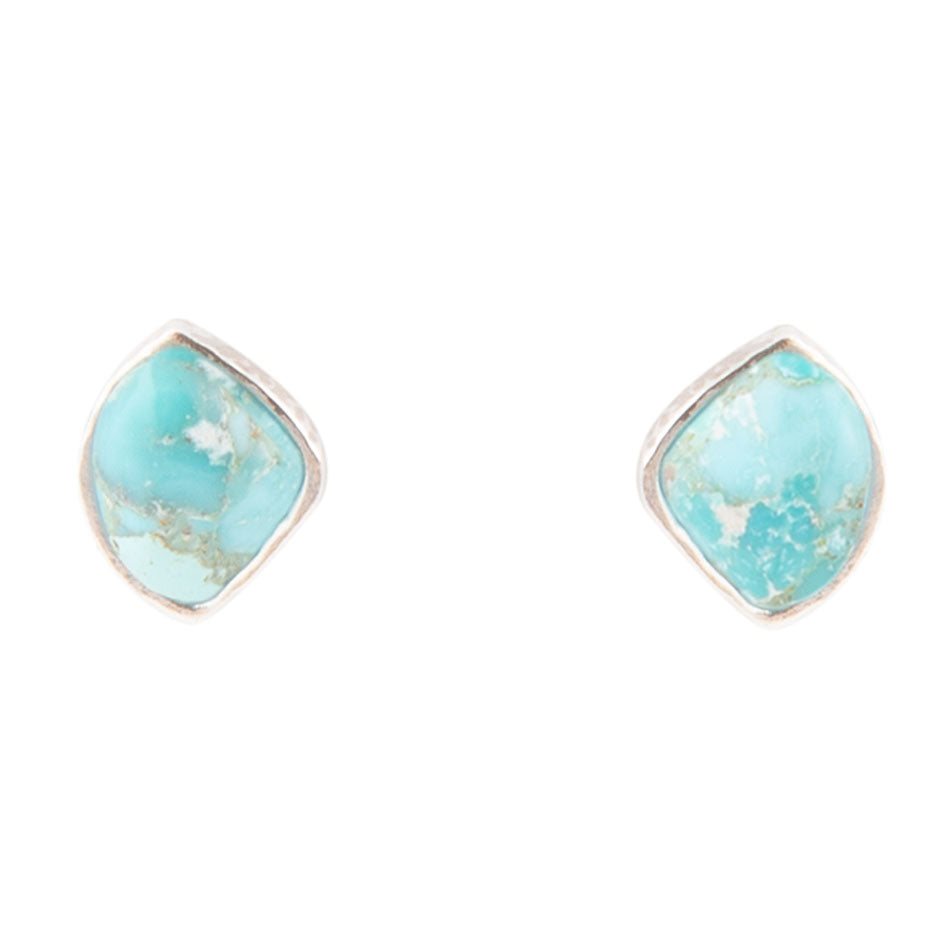 Abstract Blue Turquoise Silver Post Stud Earrings