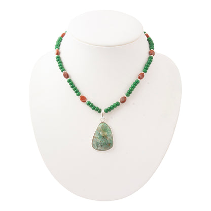 Luminous Blue Green Cuprite Silver Pendant Necklace