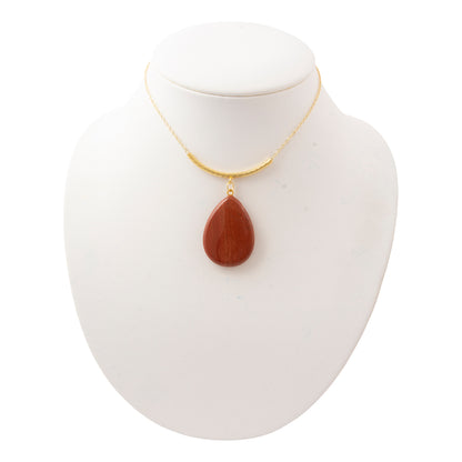 Red Jasper Drop Golden Bar Necklace