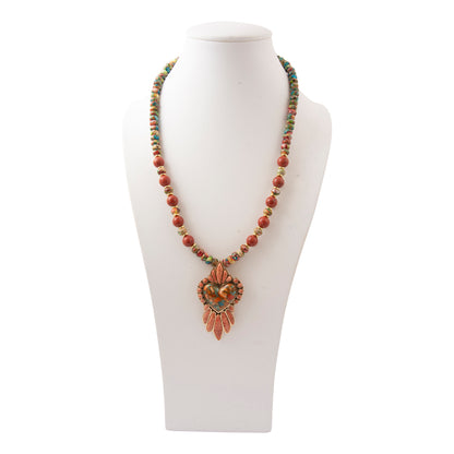 Heart of the West Orange Coral Golden Heart Pendant Necklace