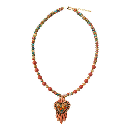Heart of the West Orange Coral Golden Heart Pendant Necklace
