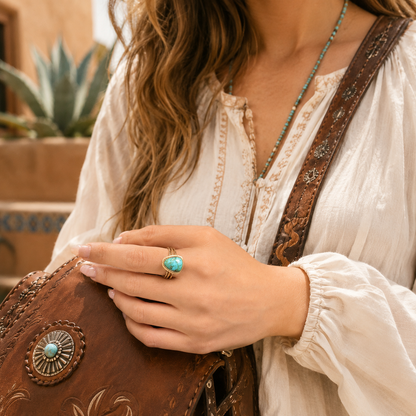 Desert Plume Blue Turquoise Golden Bronze Ring