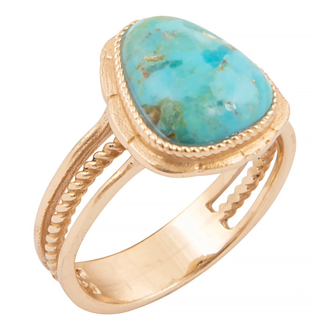 Desert Plume Blue Turquoise Golden Bronze Ring