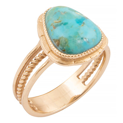 Desert Plume Blue Turquoise Golden Bronze Ring
