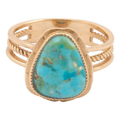 Desert Plume Blue Turquoise Golden Bronze Ring
