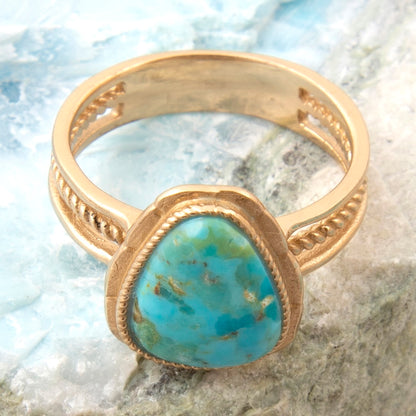Desert Plume Blue Turquoise Golden Bronze Ring