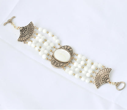 Flamenco White Mother of Pearl Golden Toggle Bracelet