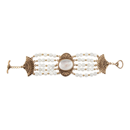 Flamenco White Mother of Pearl Golden Toggle Bracelet