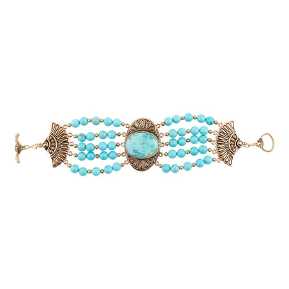Flamenco Blue Turquoise Golden Toggle Bracelet