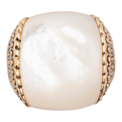Flamenco White Mother of Pearl Golden Statement Ring