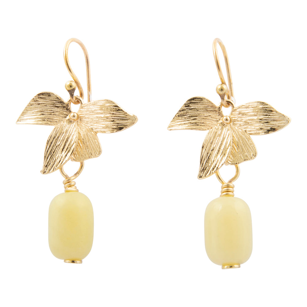 Golden Leaves Green Jasper Drop Earrings