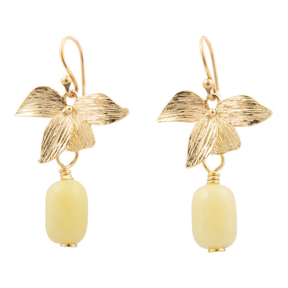 Golden Leaves Green Jasper Drop Earrings