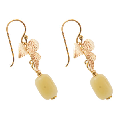 Golden Leaves Green Jasper Drop Earrings