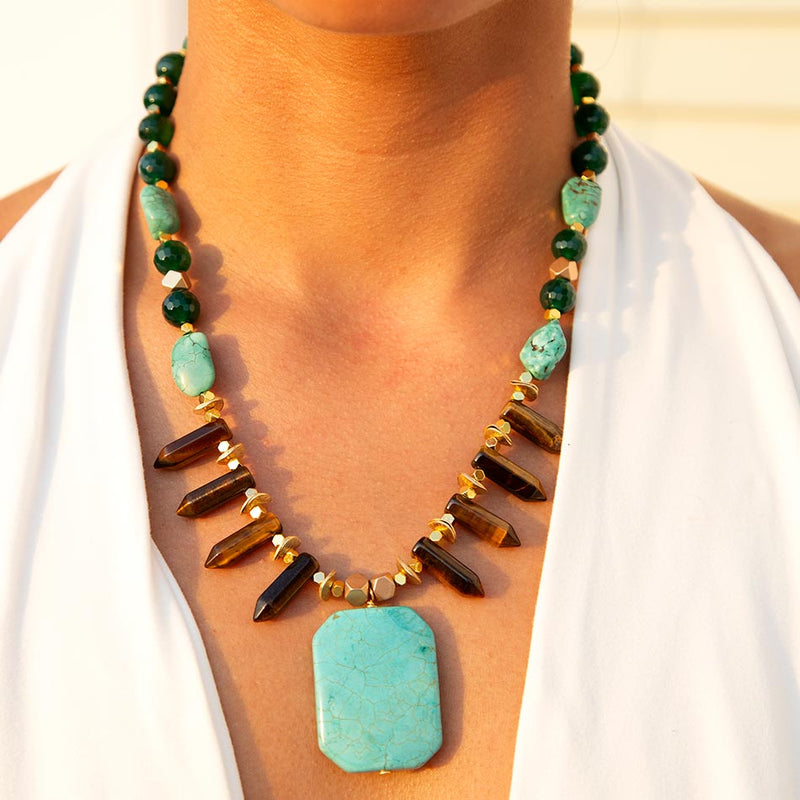 Grotto Blue Turquoise Statement Necklace