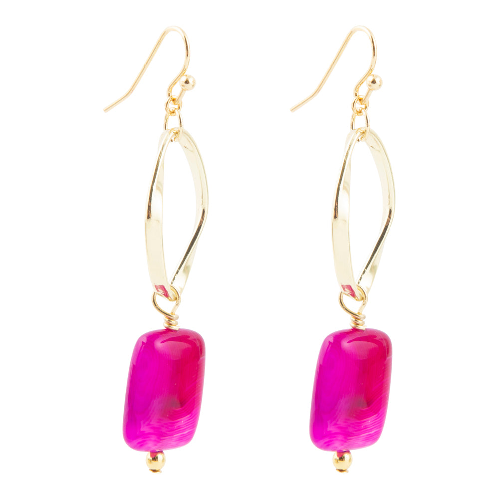 In the Pink Agate Golden Drop Earrings