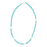 Hepburn Pearl and Blue Magnesite Long Golden Necklace