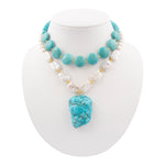 Hepburn Blue Magnesite Golden Pendant Necklace