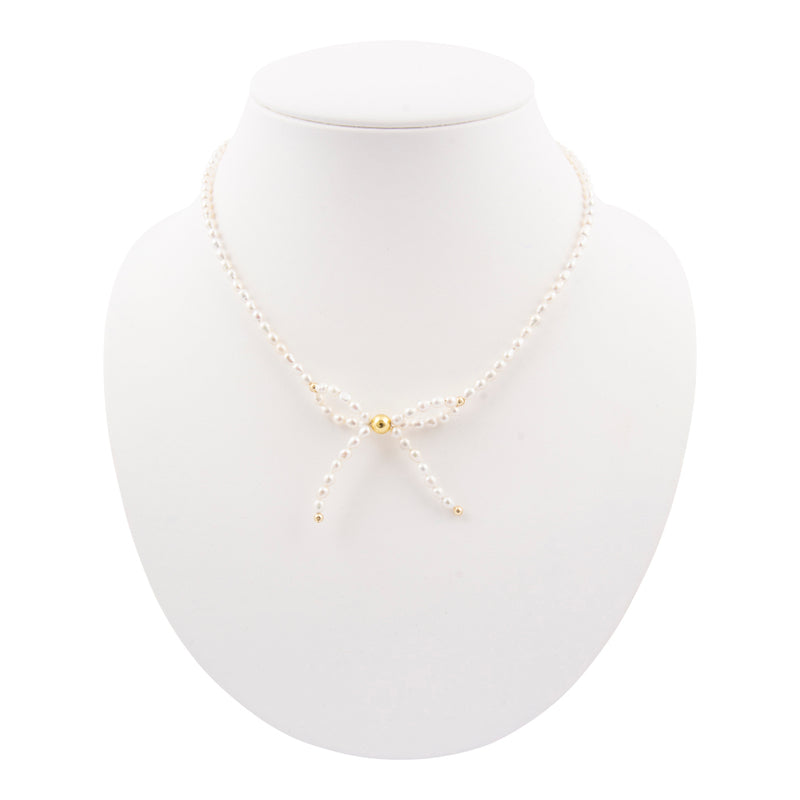 Freshwater Pearl Bow Golden Necklace