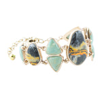 Multi Color Bumblebee Jasper and Green Turquoise Golden Bracelets