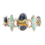 Multi Color Bumblebee Jasper and Green Turquoise Golden Bracelets
