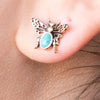Blue Turquoise Golden Honey Bee Earrings