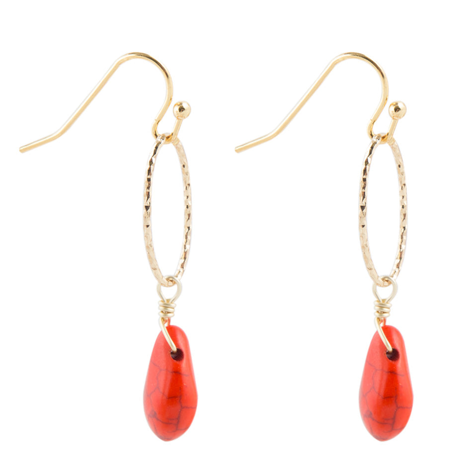 Desert Ember Orange Jasper Golden Drop Earrings