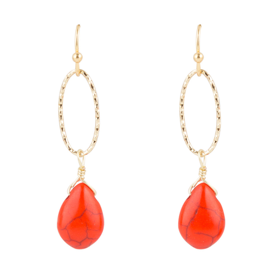 Desert Ember Orange Jasper Golden Drop Earrings