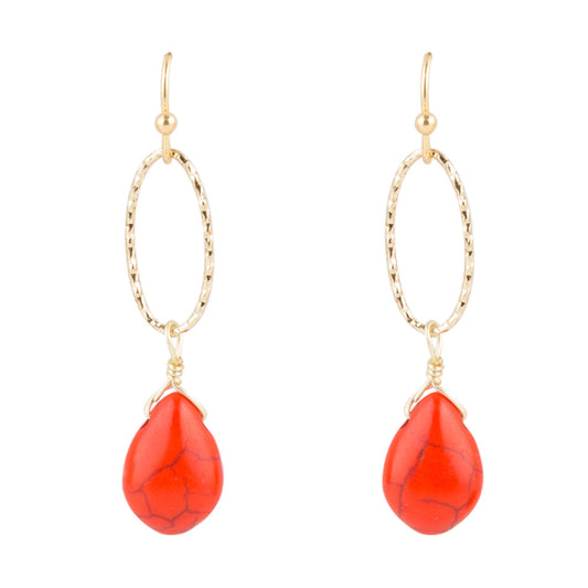 Desert Ember Orange Jasper Golden Drop Earrings