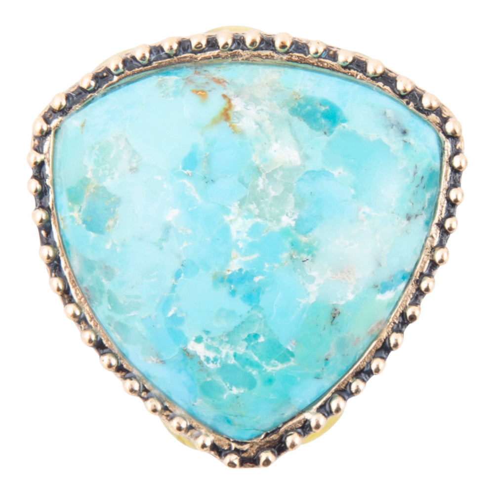 Imara Blue Turquoise and Golden Statement Ring