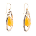 Inline Orange Jade Drop Golden Earrings
