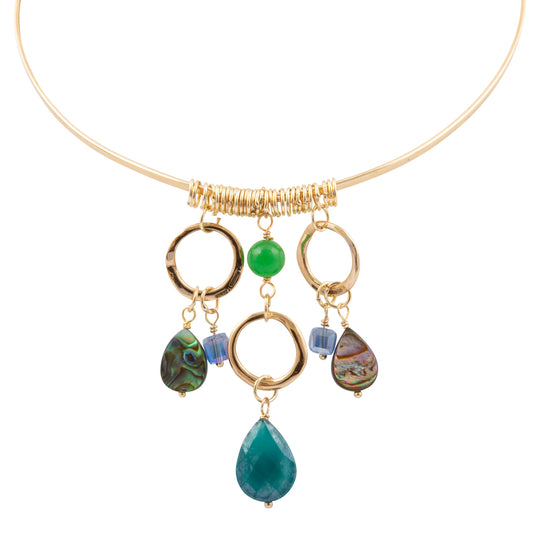 Abalone and Green Onyx Golden Collar Necklace