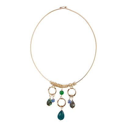 Abalone and Green Onyx Golden Collar Necklace