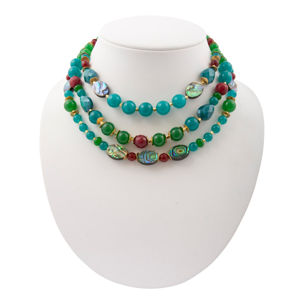 Jeweled Green Agate Golden Statement Necklace