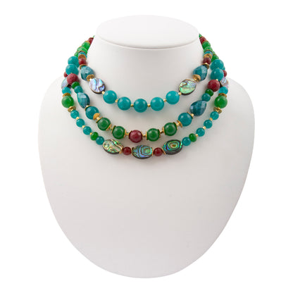 Jeweled Green Agate Golden Statement Necklace