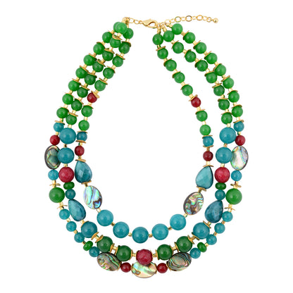 Jeweled Green Agate Golden Statement Necklace