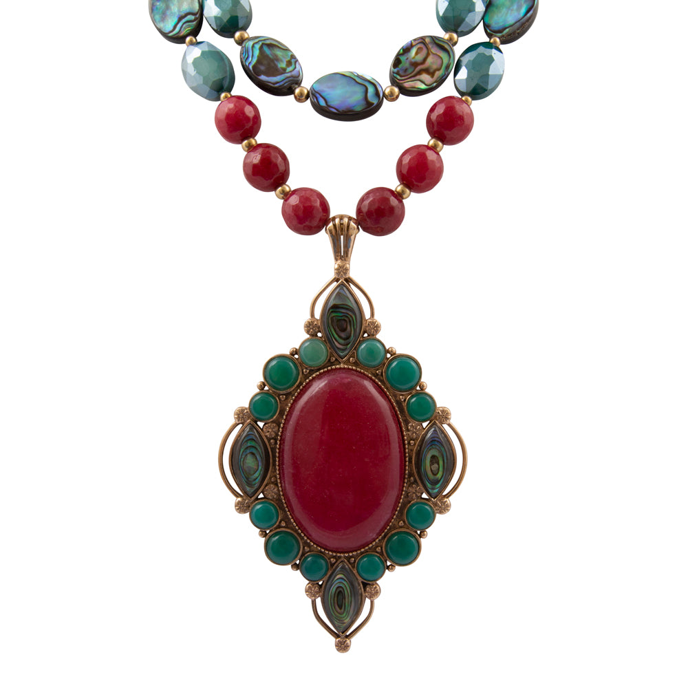 Regalia Red Onyx Golden Statement Necklace