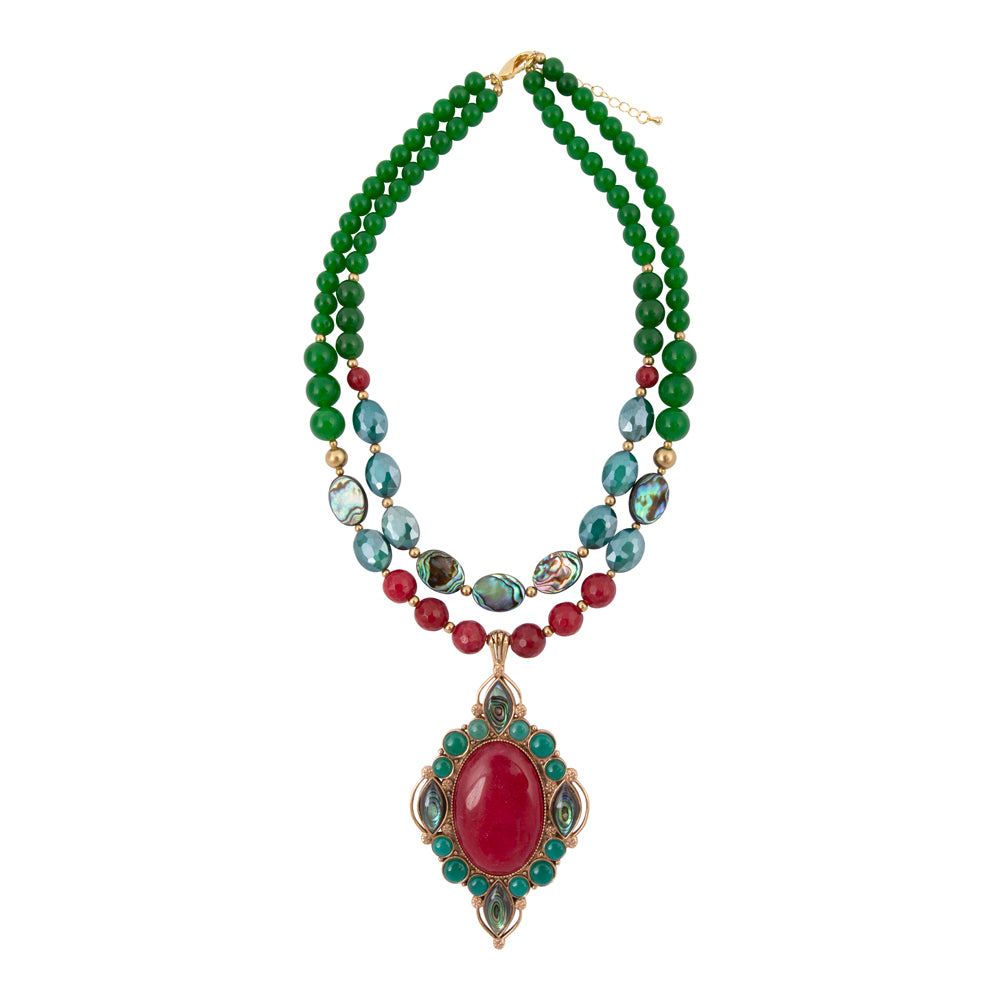 Regalia Red Onyx Golden Statement Necklace