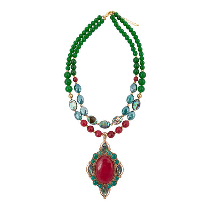 Regalia Red Onyx Golden Statement Necklace