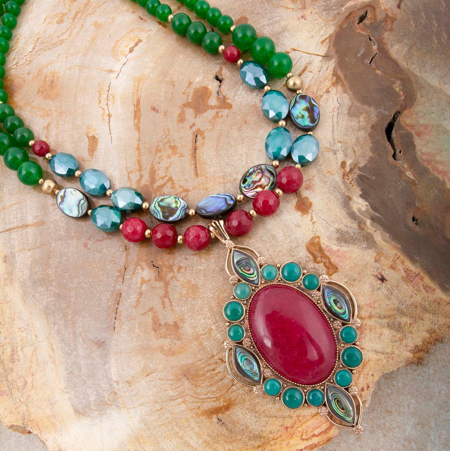 Regalia Red Onyx Golden Statement Necklace
