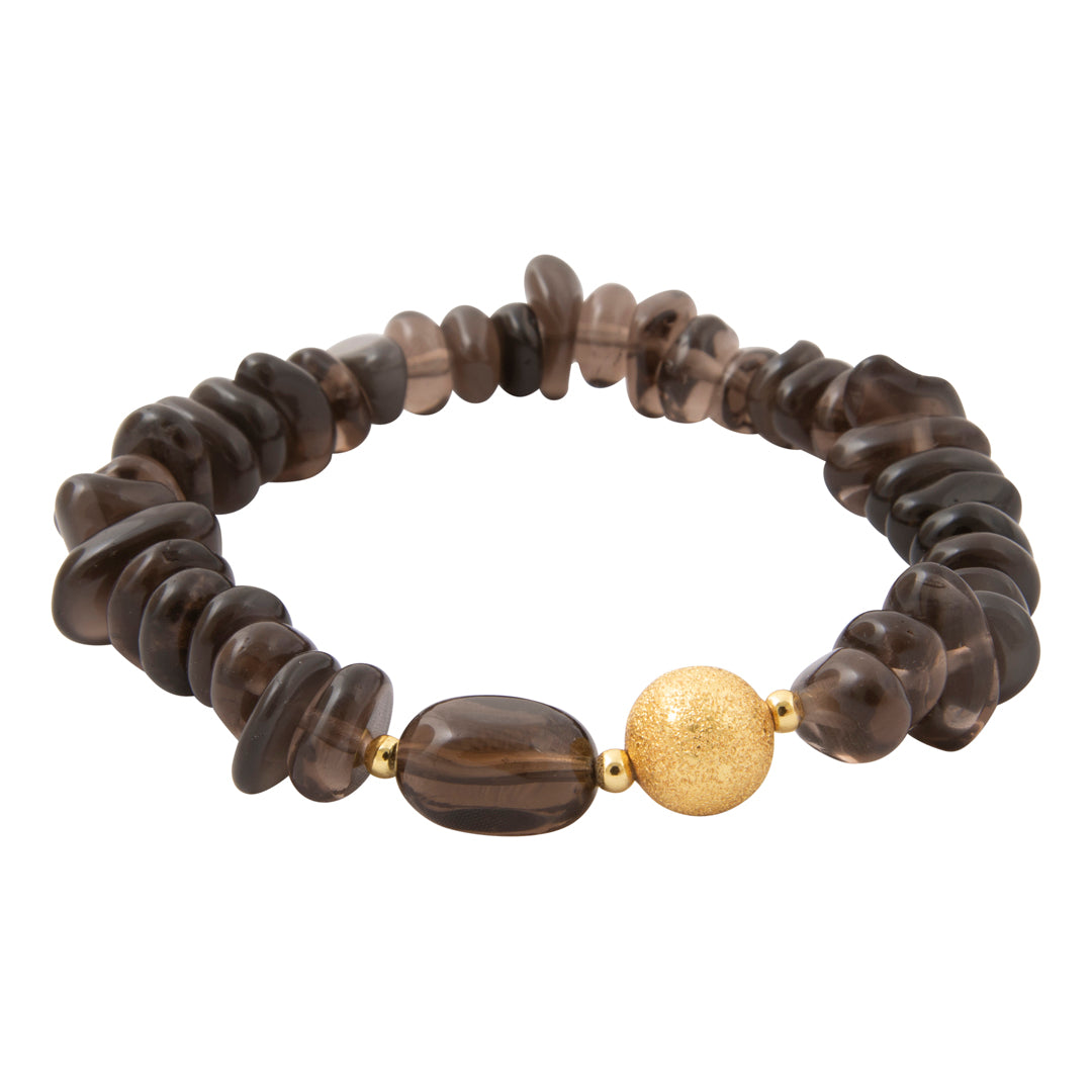 Shadow Luxe Brown Smoky Quartz Golden Bracelet