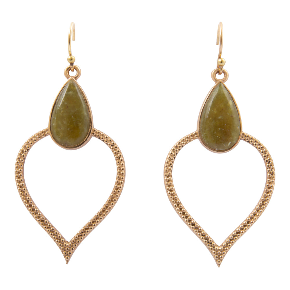 Green Jasper Bedouin Golden Drop Earrings