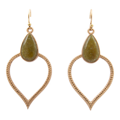 Green Jasper Bedouin Golden Drop Earrings