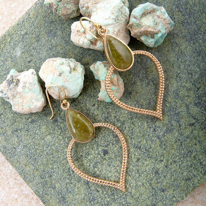 Green Jasper Bedouin Golden Drop Earrings