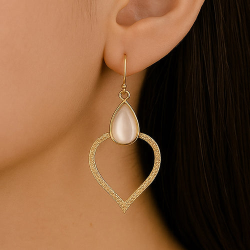 White Mother of Pearl Bedouin Golden Drop Earrings