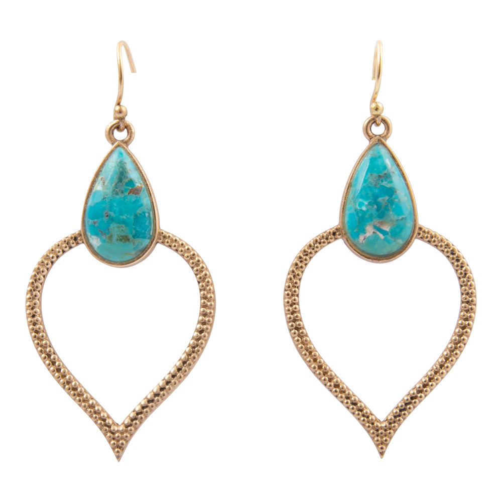 Blue Turquoise Bedouin Golden Drop Earrings