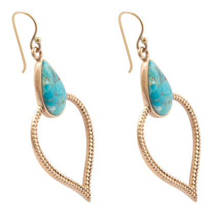 Blue Turquoise Bedouin Golden Drop Earrings